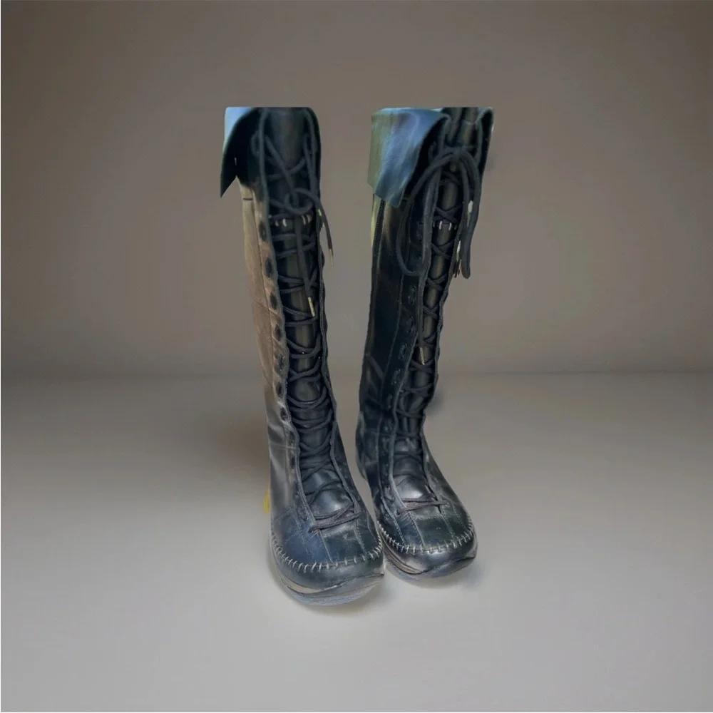 Columbia Women Tall Leather Winter Boots Black Size 7